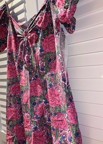 Pembe Çiçekli Bohem Mini Elbise - Görsel 4