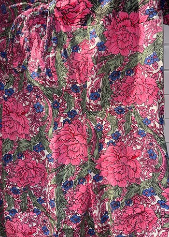 Pembe Çiçekli Bohem Mini Elbise - Görsel 2