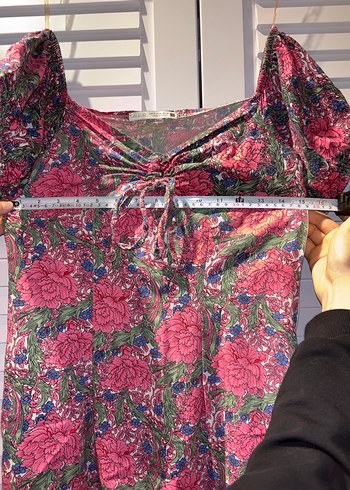 Pembe Çiçekli Bohem Mini Elbise - Görsel 6