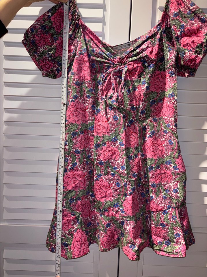 Pembe Çiçekli Bohem Mini Elbise - Görsel 5