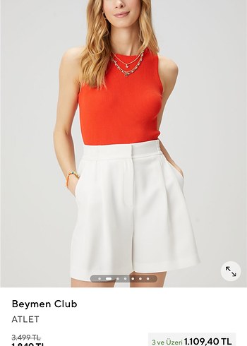 Turuncu Kadın Kolsuz Fitilli Triko Atlet - Görsel 7