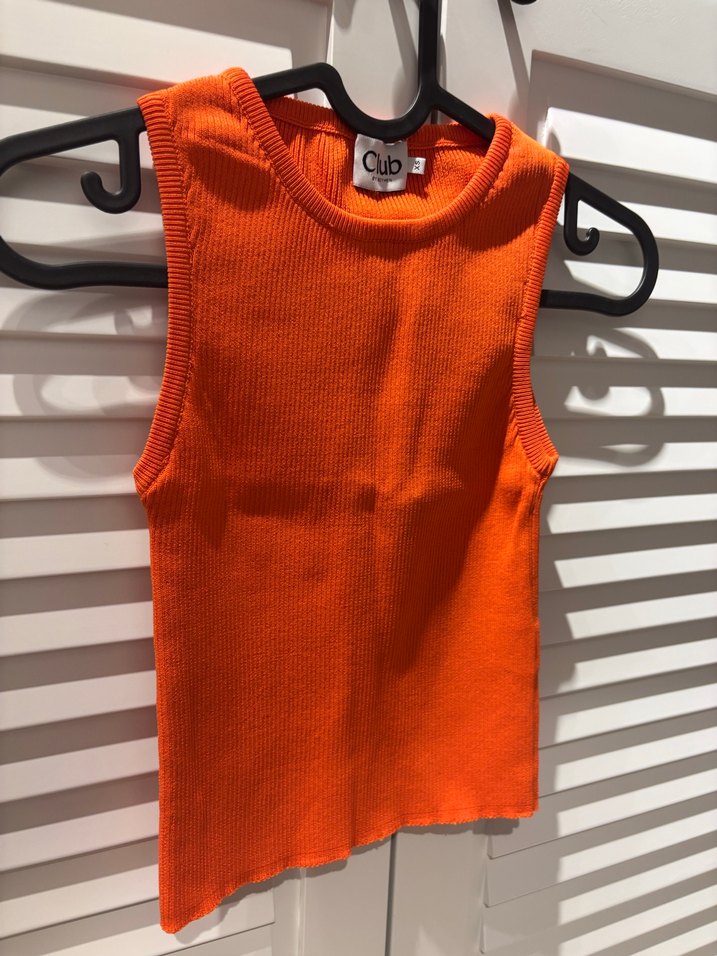 Turuncu Kadın Kolsuz Fitilli Triko Atlet - Görsel 3