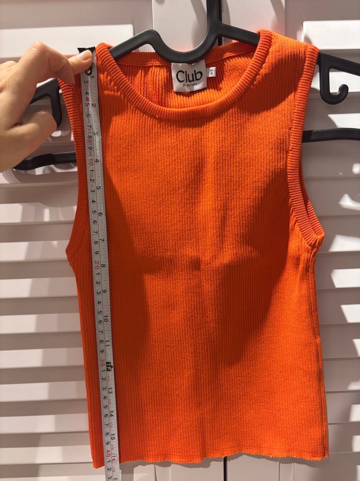 Turuncu Kadın Kolsuz Fitilli Triko Atlet - Görsel 5