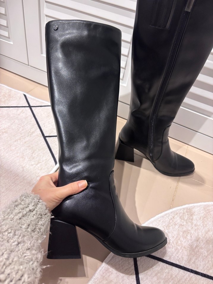 Deri Siyah Çizme - Görsel 3