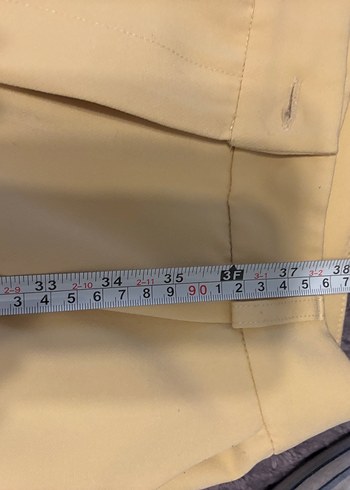 Sarı Pilili Kadın Kumaş Pantolon - Görsel 5