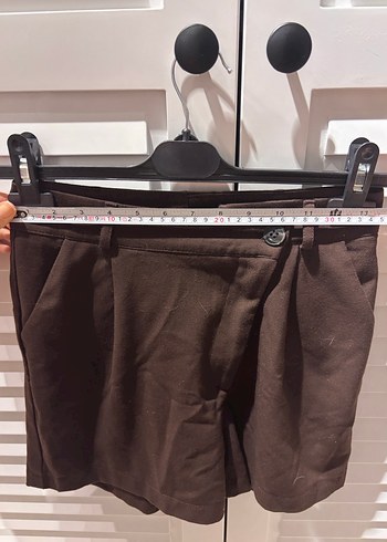 Kahverengi  Yüksek Bel Mini Şort - Görsel 3