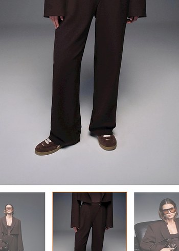 Kahverengi  Yüksek Bel Mini Şort - Görsel 5