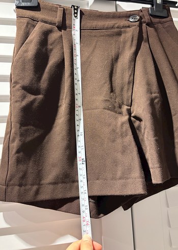 Kahverengi  Yüksek Bel Mini Şort - Görsel 4