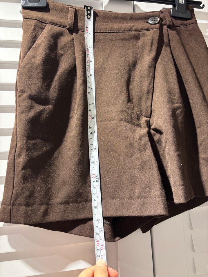 Kahverengi  Yüksek Bel Mini Şort - Görsel 4