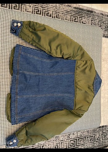 xs Beden Kadın Haki Denim Ceket Uzun Kollu