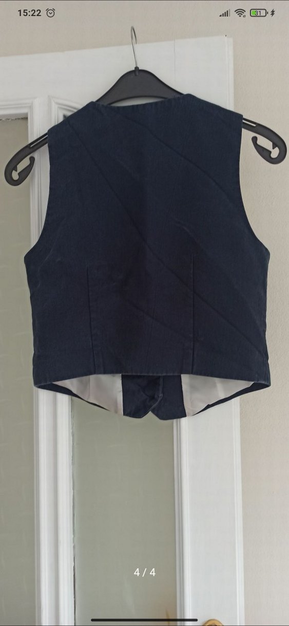 Gri Denim Düğmeli Midi Yelek - Görsel 4