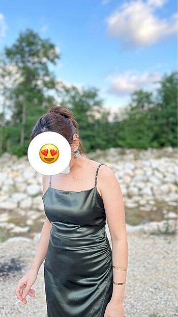 m Beden haki Renk Saten elbise Zara