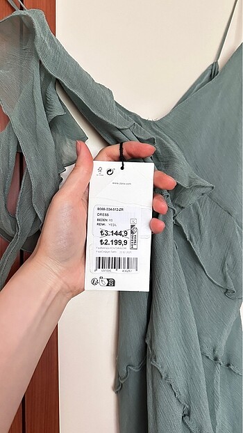 xs Beden haki Renk Zara yeşil elbise