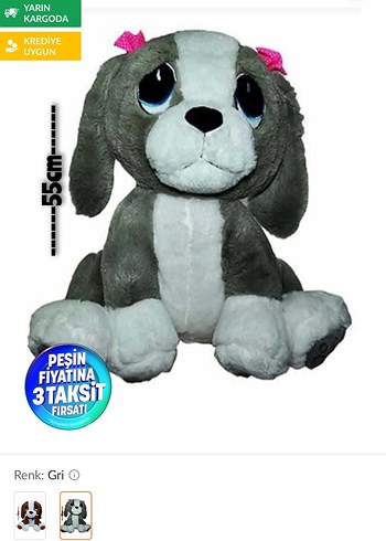 Gri Peluş Oyuncak Köpek - Görsel 2