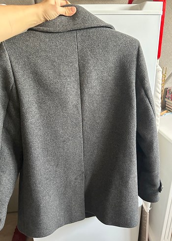 Gri Çift Düğmeli Kaban - Görsel 5