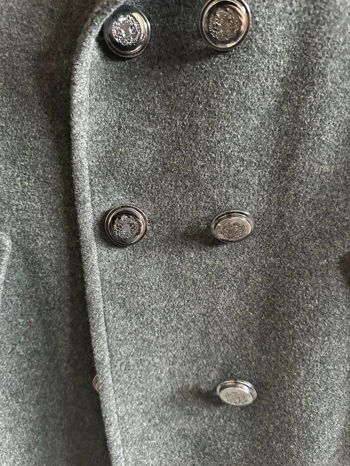 Gri Çift Düğmeli Kaban - Görsel 3