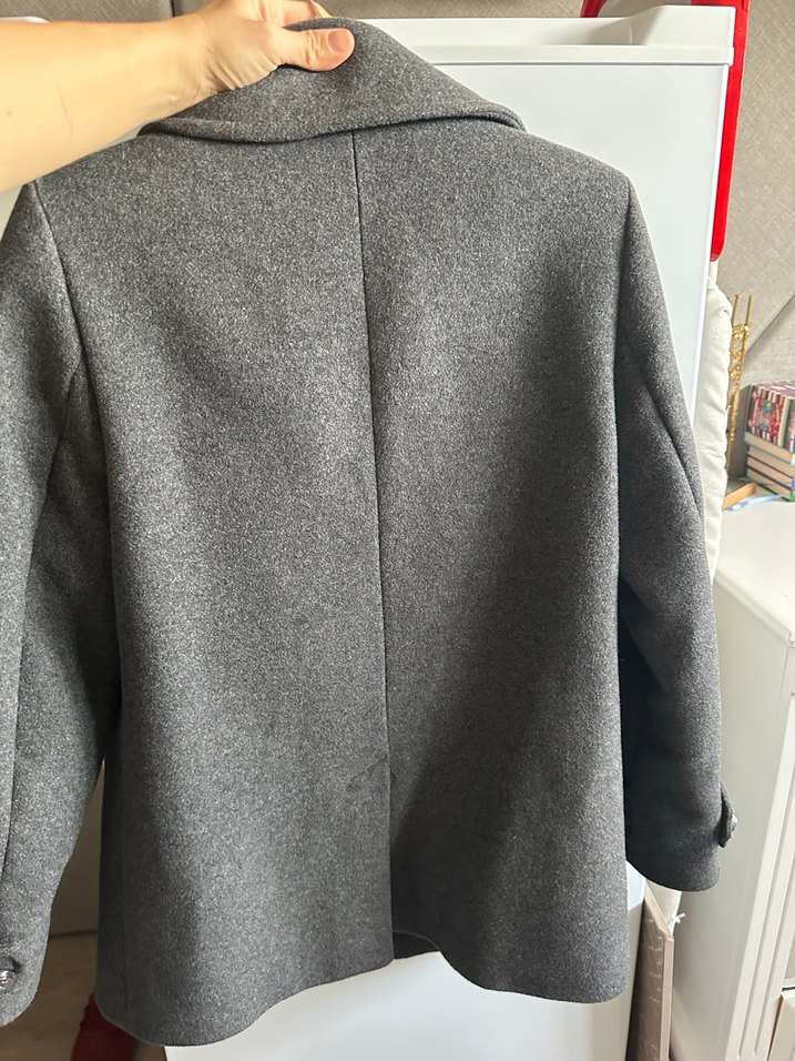 Gri Çift Düğmeli Kaban - Görsel 5