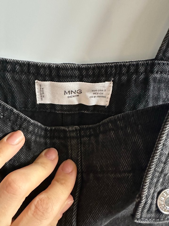 Siyah Kadın Denim Midi Salopet - Görsel 2
