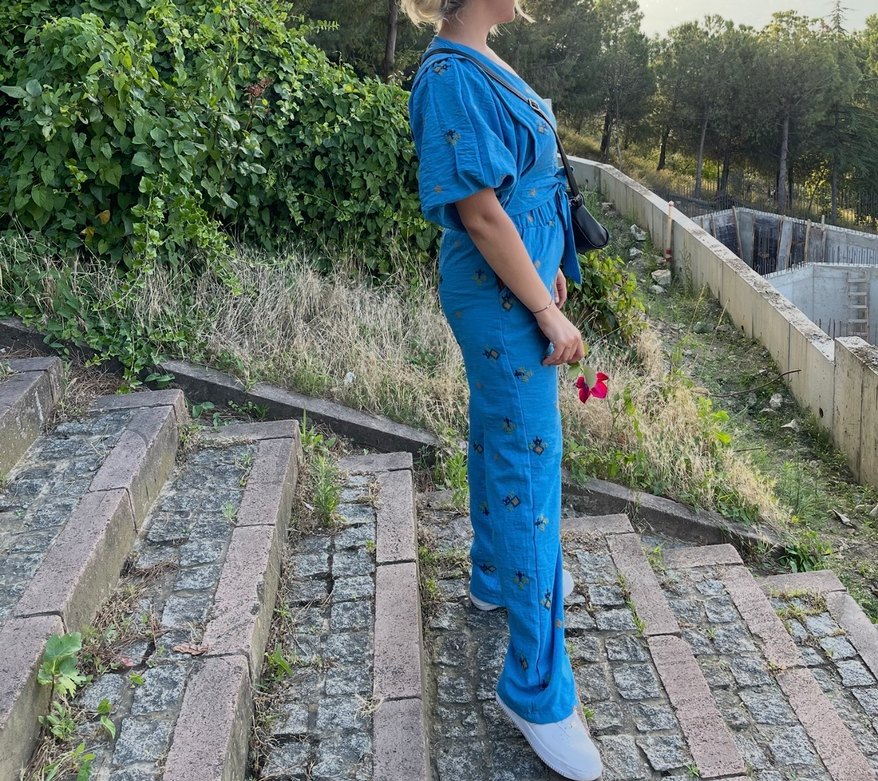 Mavi Nakışlı yarım  Kollu - Görsel 5