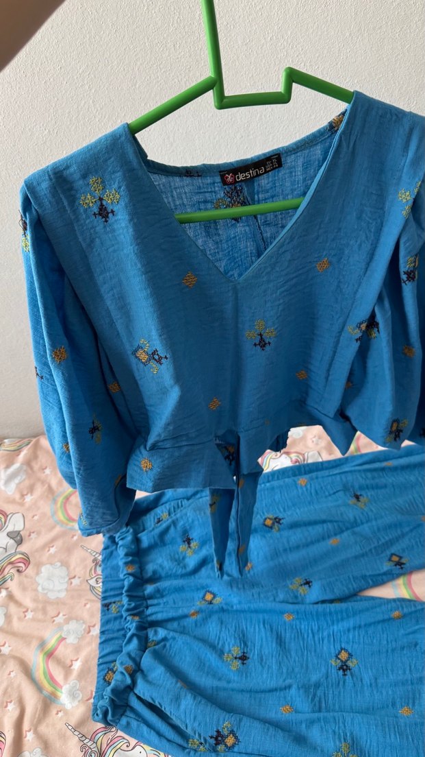 Mavi Nakışlı yarım  Kollu - Görsel 2