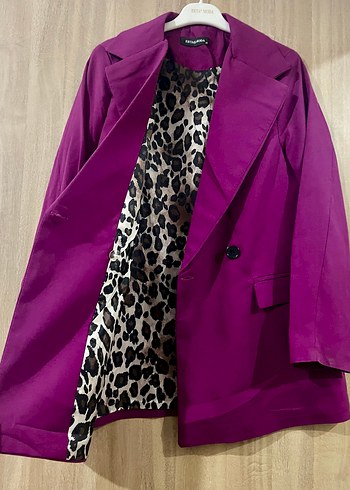 Düğmeli Mor Kadın Blazer Ceket - Görsel 2