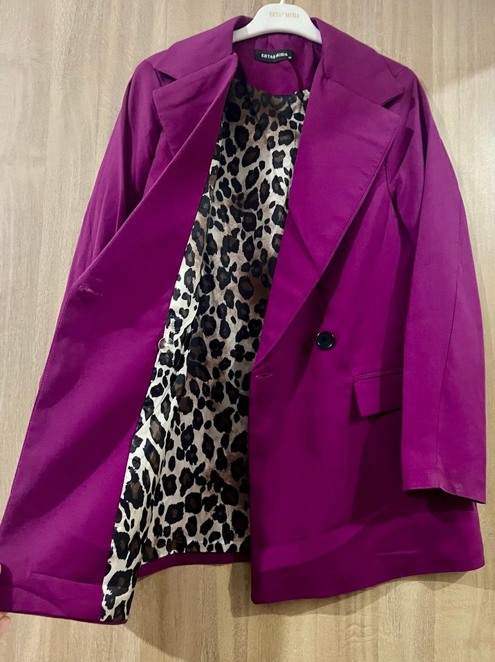 Düğmeli Mor Kadın Blazer Ceket - Görsel 2