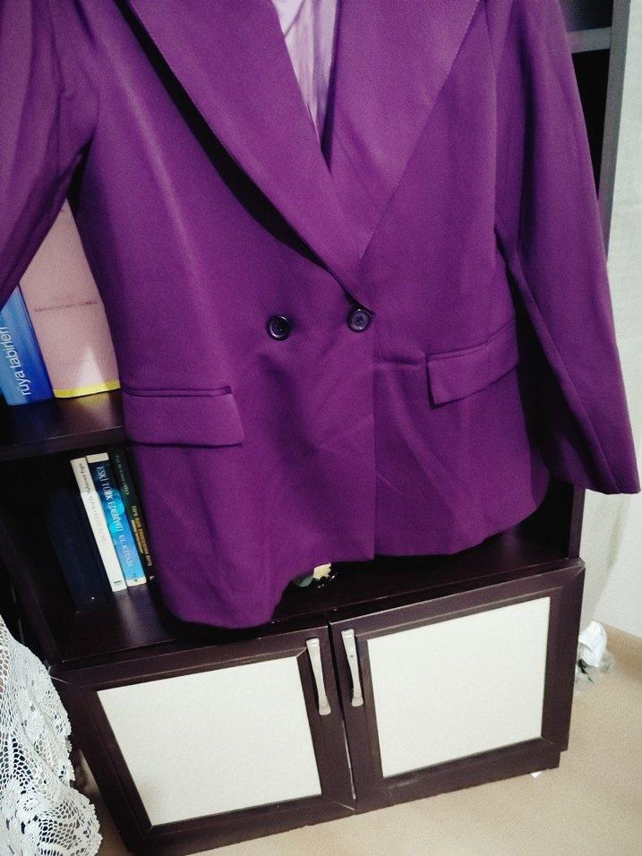 Mor Düğmeli Kadın Blazer Ceket - Görsel 2