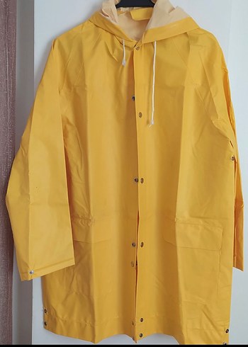 Sarı Düğmeli Midi Yağmurluk - Görsel 2