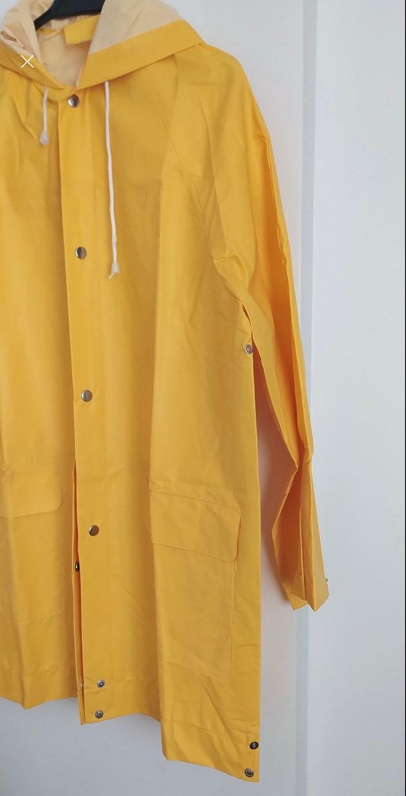 Sarı Düğmeli Midi Yağmurluk - Görsel 3