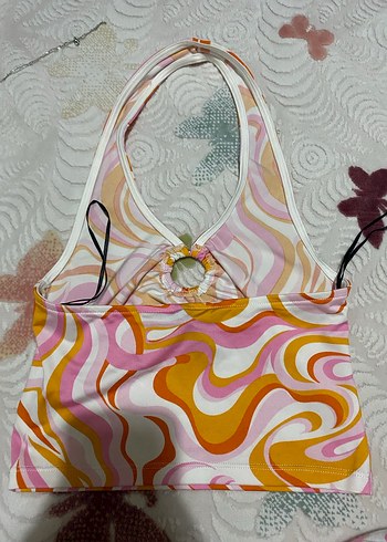 H&M Çok Renkli V Yakalı Askılı Bluz - Görsel 2