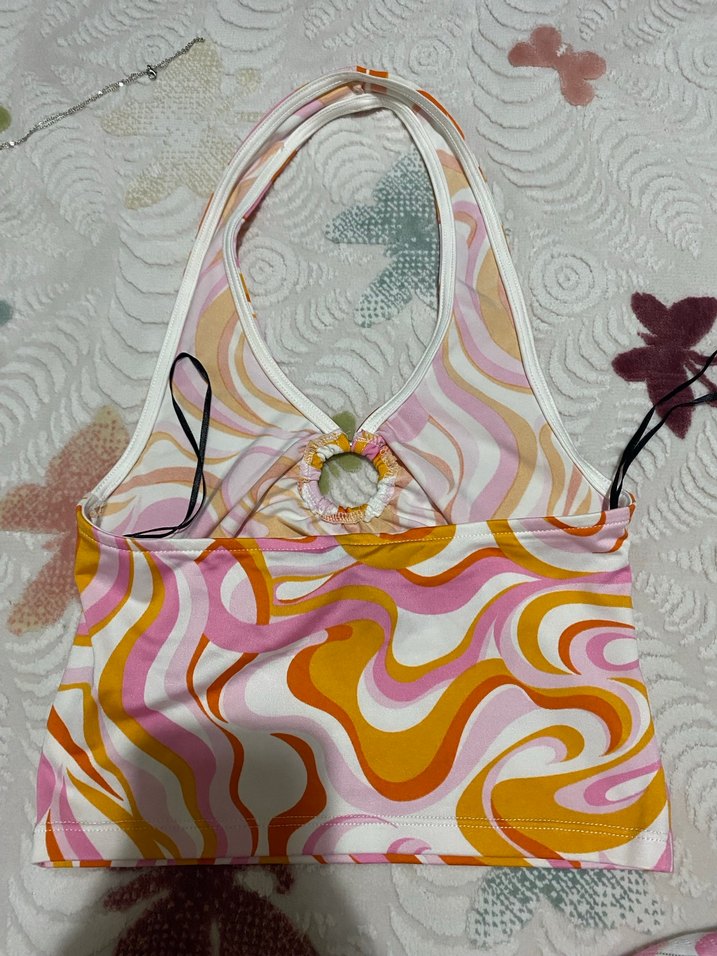 H&M Çok Renkli V Yakalı Askılı Bluz - Görsel 2