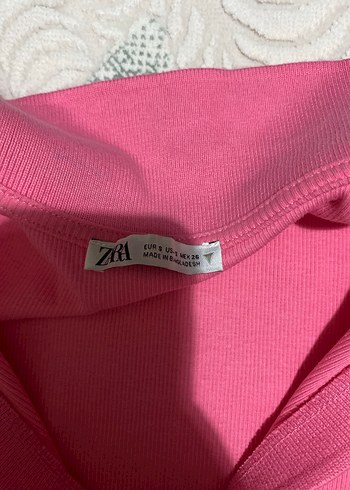 Zara Pembe V Yakalı Polo Crop - Görsel 2