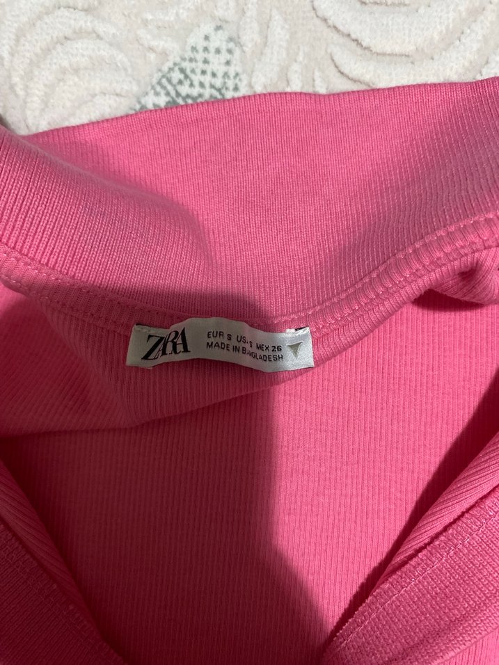 Zara Pembe V Yakalı Polo Crop - Görsel 2