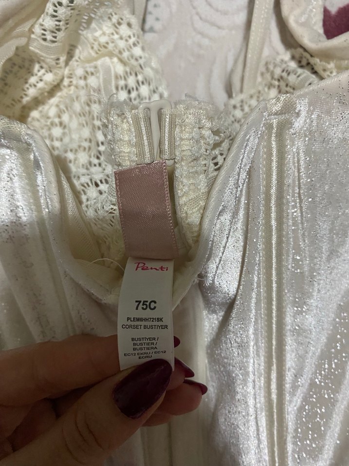 Penti Beyaz Dantelli Straplez Bustiyer - Görsel 2