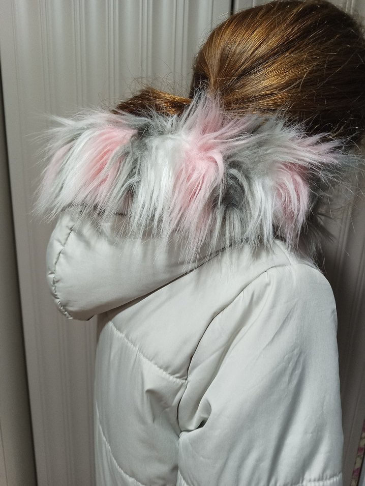 Beyaz çocuk Midi Kaban Kapüşonlu Kürklü 11,12 yaş - Görsel 4