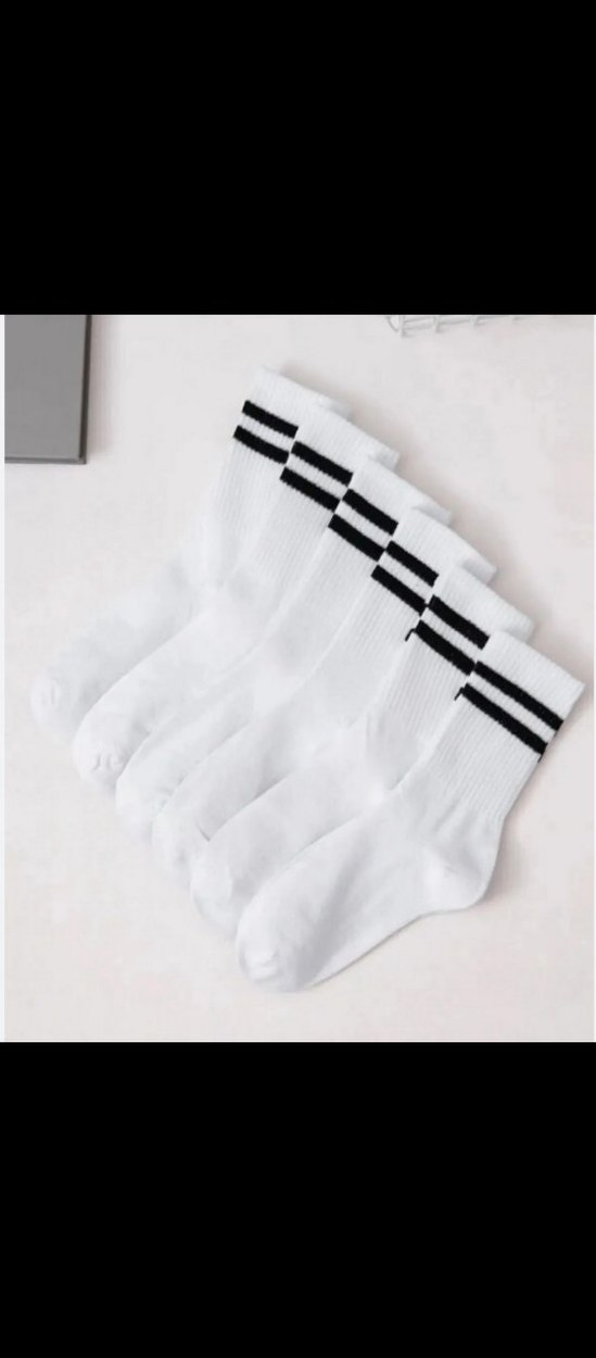 Erkek ve bayan  Beyaz Çizgili uzun Çorap 10 Çift harika kalın - Görsel 3
