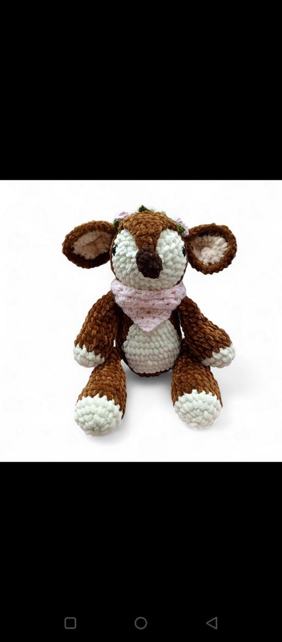 Pastel Kahverengi El Örgüsü amigurimi Geyik - Görsel 3