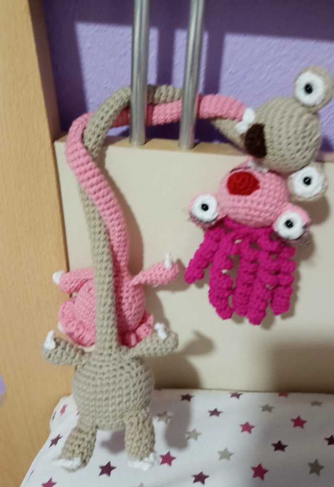 Pembe ve bej el örgüsü amigurumi sid - Görsel 2