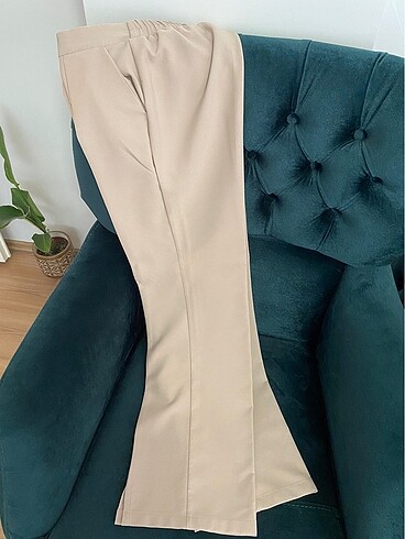 Krem rengi kumaş pantolon