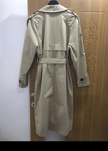 Bej Uzun Kadın Trençkot Kemerli - Görsel 2
