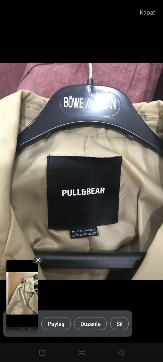 Bej Uzun Kadın Trençkot Kemerli - Görsel 4