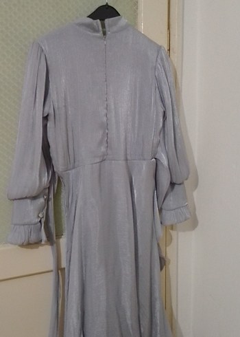 Gri Keten Uzun Bohem Elbise - Görsel 4