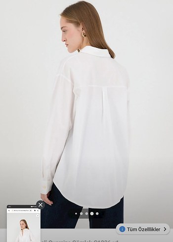 Beyaz Pamuklu Uzun Kollu Kadın Gömlek - Görsel 2