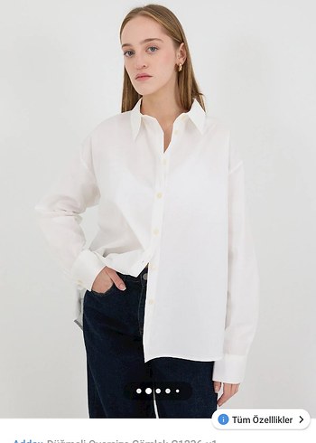 Beyaz Pamuklu Uzun Kollu Kadın Gömlek - Görsel 4