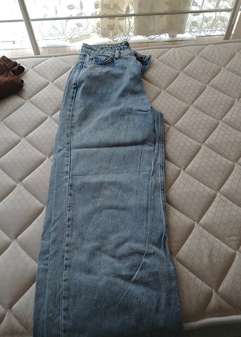 Düğmeli Loose Fit Midi Kadın Kot Pantolon - Görsel 3