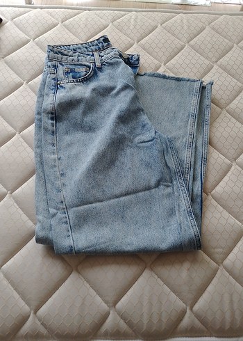 Düğmeli Loose Fit Midi Kadın Kot Pantolon - Görsel 5