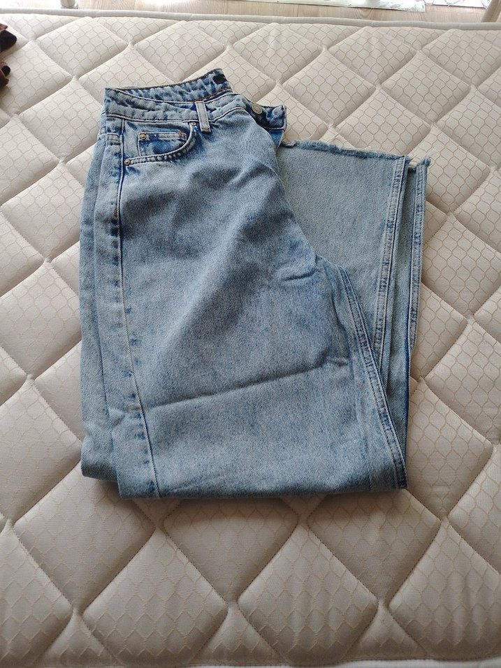 Düğmeli Loose Fit Midi Kadın Kot Pantolon - Görsel 5