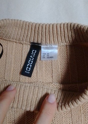 Bej Triko Kadın Kazak, Uzun Kollu, Rahat Kesim - Görsel 2