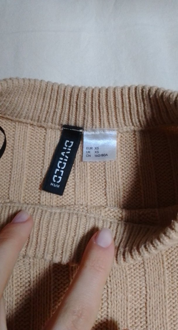 Bej Triko Kadın Kazak, Uzun Kollu, Rahat Kesim - Görsel 2