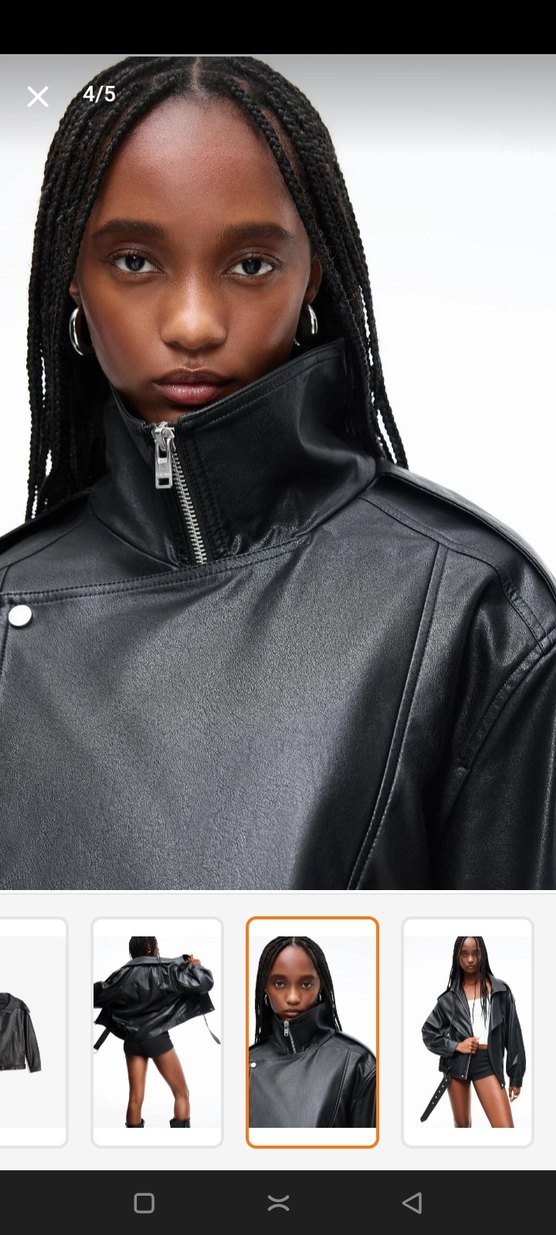 Kadın Siyah Deri Biker Ceket Kemerli - Görsel 3